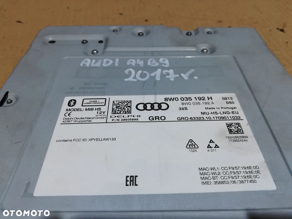 CZYTNIK KART MULTIMEDIA AUDI A4 B9 8W0035192H - 2