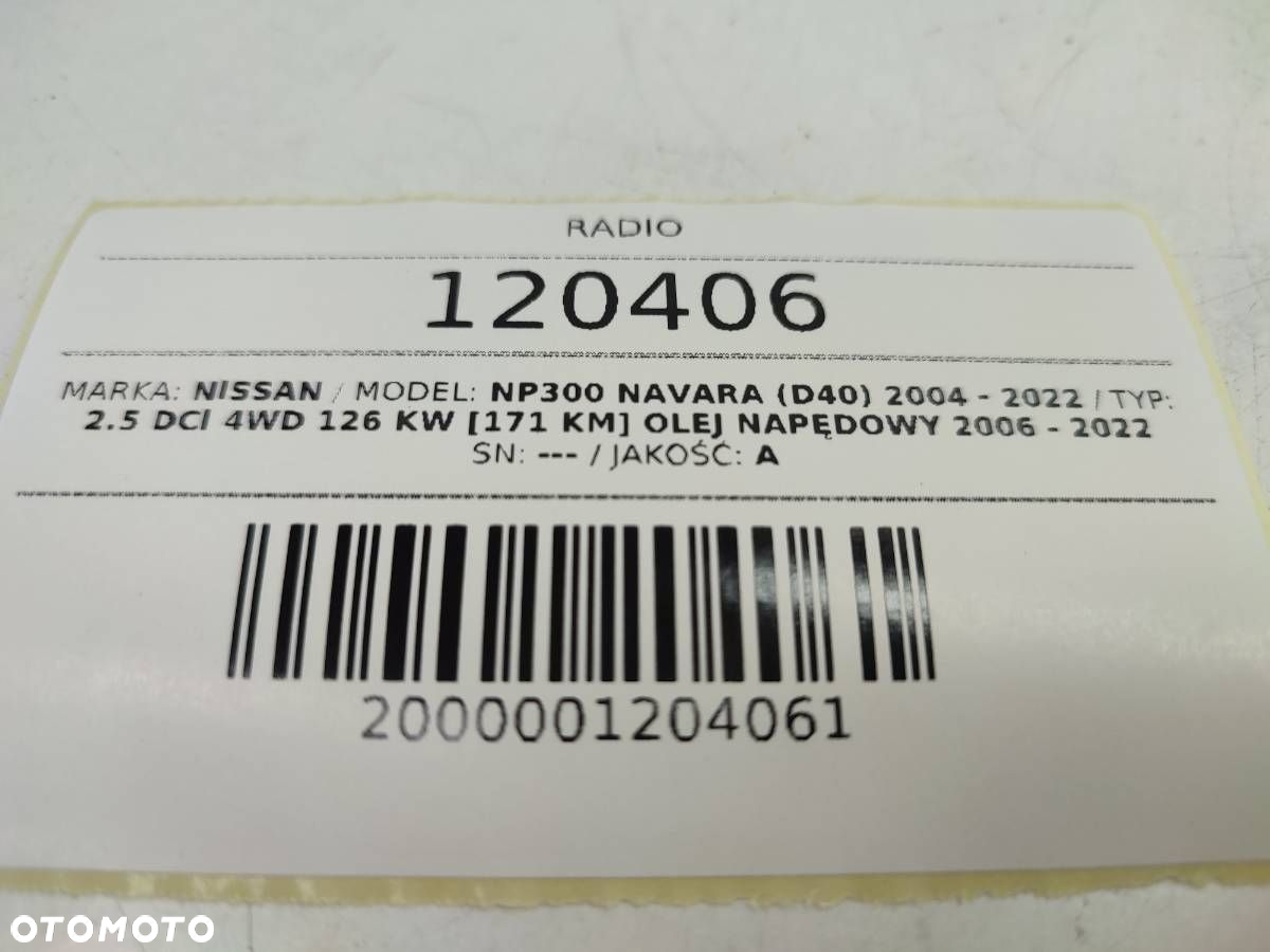 RADIO ODTWARZACZ CD NISSAN NAVARA III D40 28185EB45B - 7