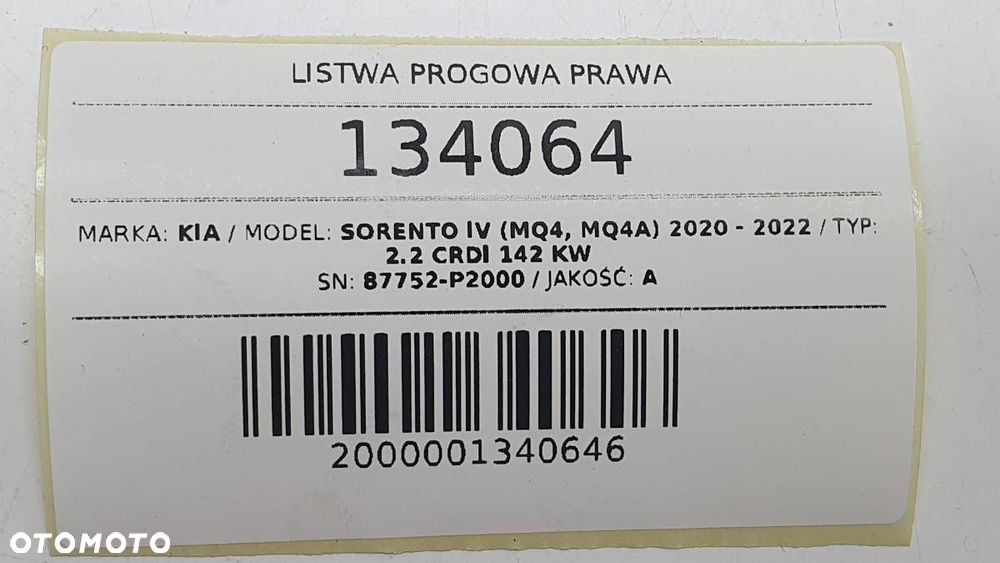 LISTWA PROGOWA PRAWA NAKŁADKA KIA SORENTO IV MQ4 87752-P2000 EUROPA - 9