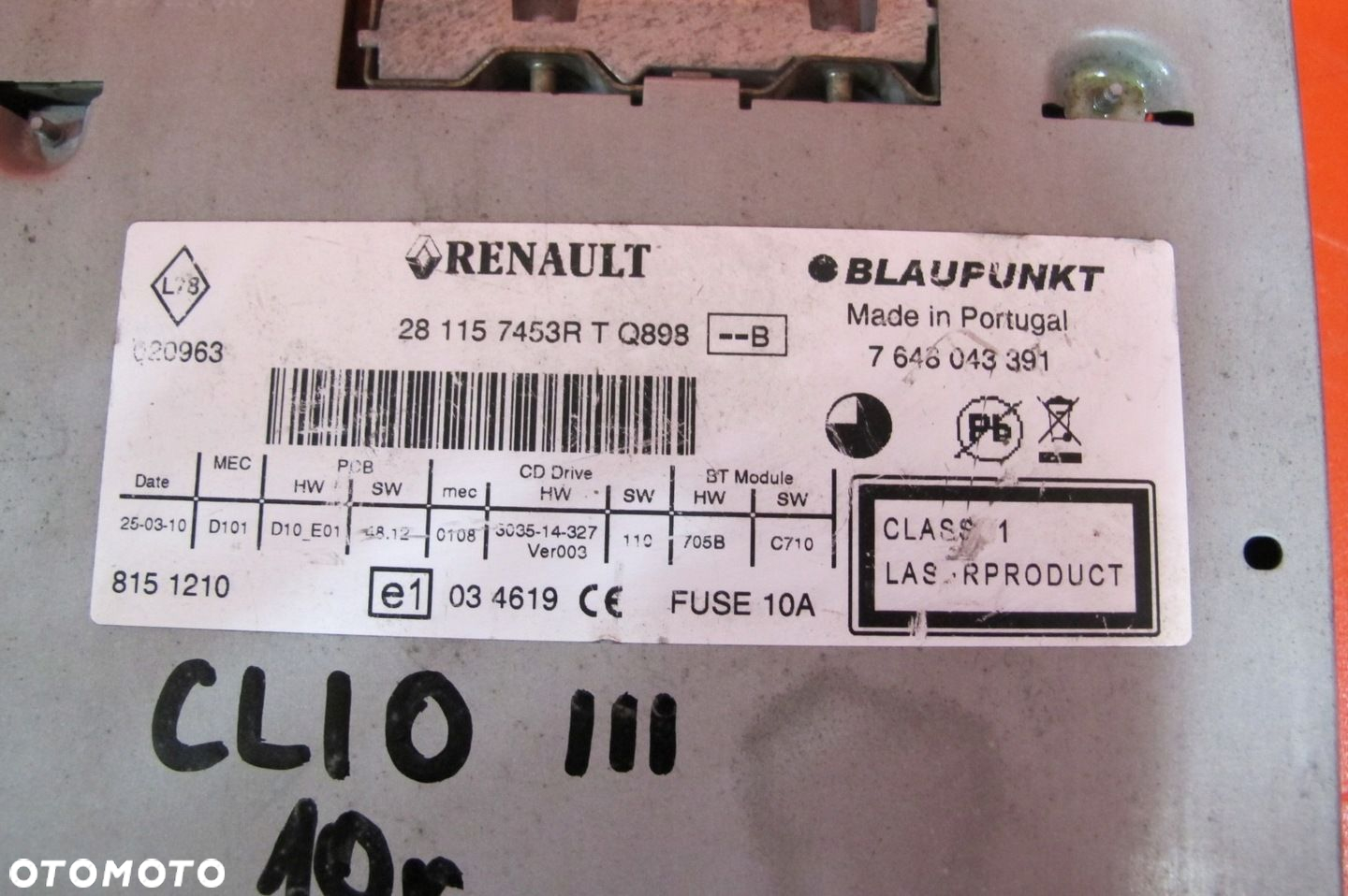 RENAULT CLIO 3 III LIFT RADIO CD RADIOODTWARZACZ Z KODEM 281157453R - 4