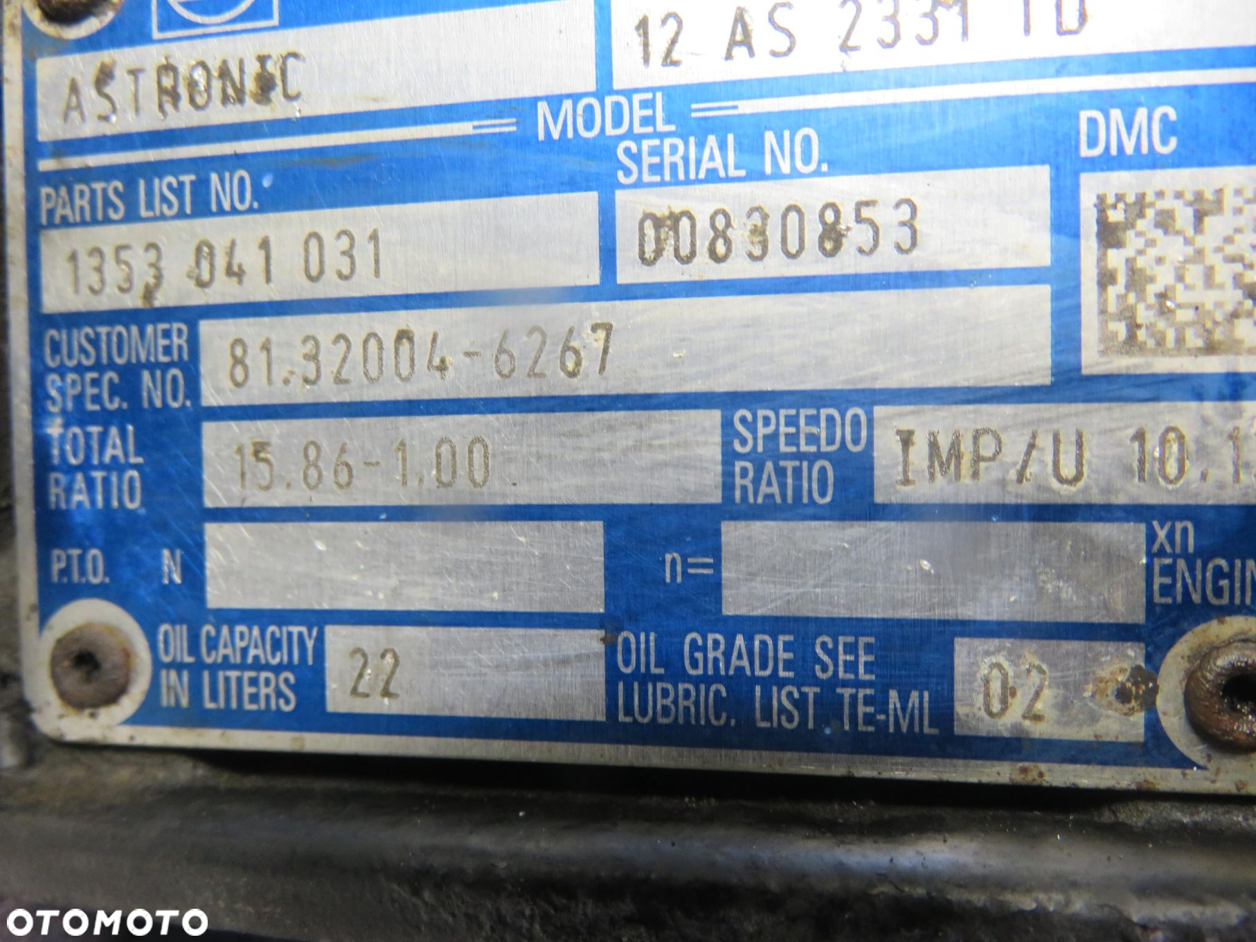 SKRZYNIA BIEGÓW PÓŁAUTOMATYCZNA MAN TGX I 18.480 1353041031 609306022 - 7