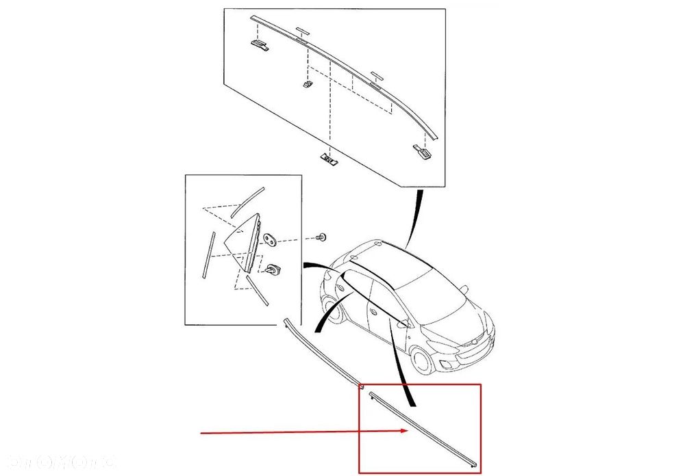Listwa Mazda 2 II DE DH 07-12r. NOWA prawa przednia uszczelka drzwi zewnętrzna szyby zgarniająca pra - 1