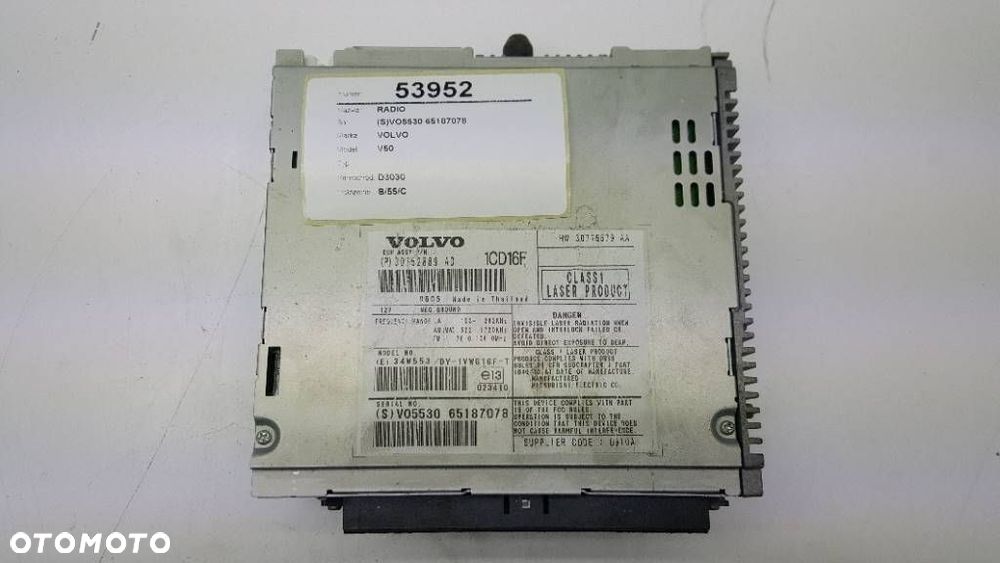 RADIO ODTWARZACZ CD VOLVO V50 S40 30752889 - 2