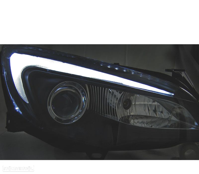 CONJUNTO DE FARÓIS PARA OPEL ASTRA J 10-15 TUBE LIGHT DRL LUZ DIURNA PRETO - 2