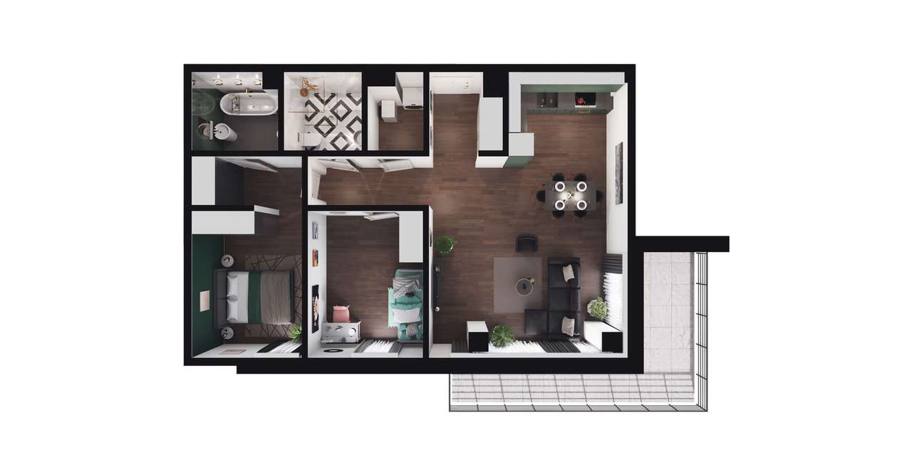 3-pokojowe mieszkanie 70m2 + balkon - Pełny obrazek: 2/14