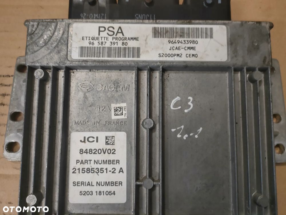 Citroen C3 I PLURIEL 1,1 Sterownik Silnika 9658739180 - 3