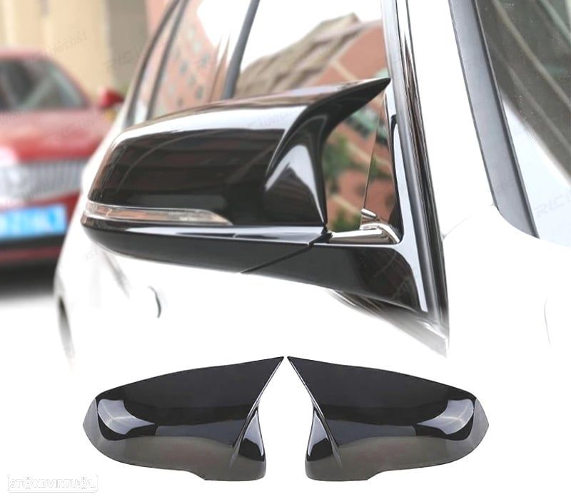 CAPAS DE ESPELHOS RETROVISORES BMW F39 F40 F44 F48 15- LOOK M PRETO BRILHANTE - 1