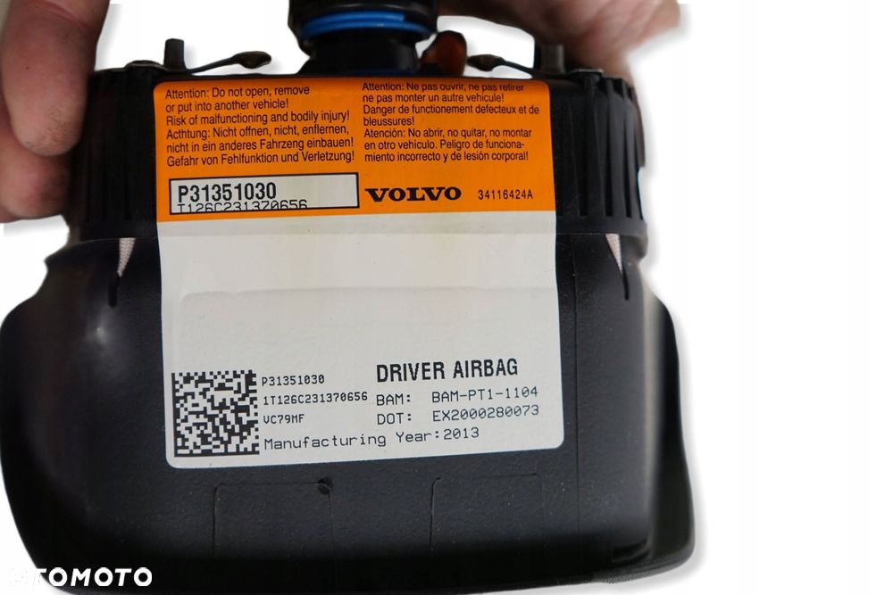 VOLVO S60 II V60 I LIFT 14R PODUSZKA AIRBAG KIEROWCY P31351030 - 4