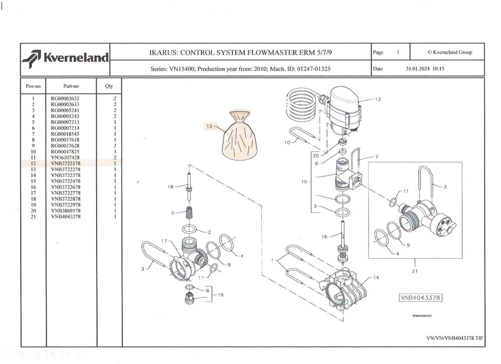 Opryskiwacz Kverneland zestaw naprawczy sekcji elektrozaworu - 2