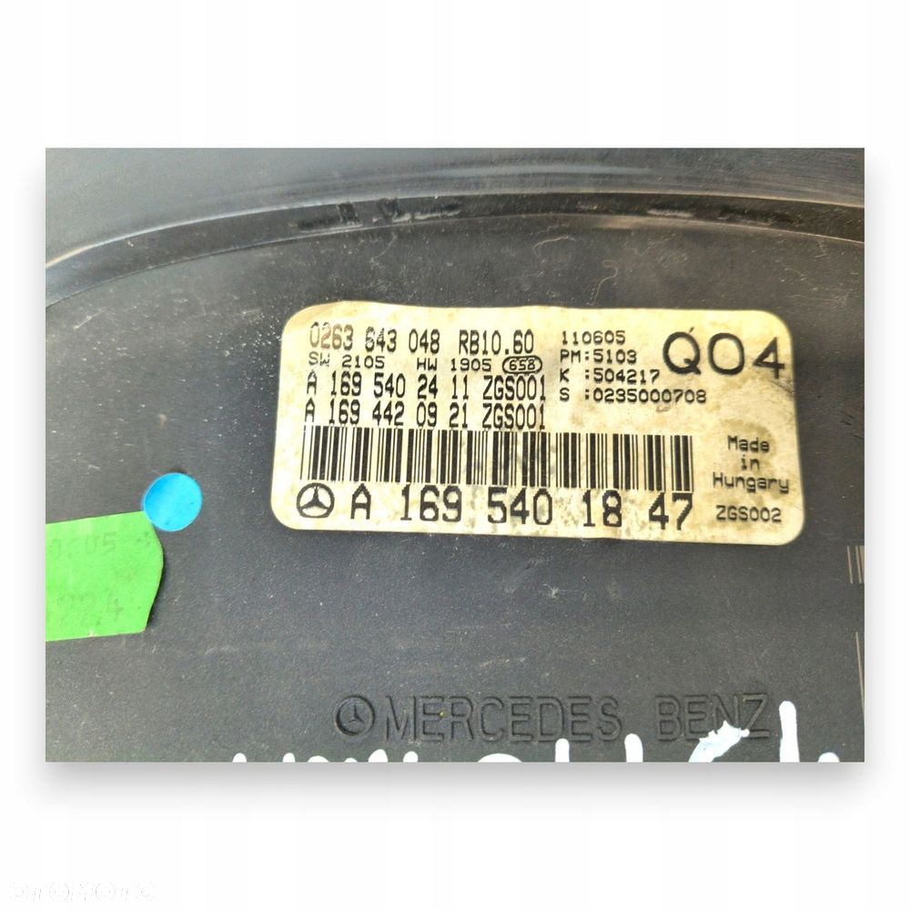 LICZNIK ZEGARY A1695401847 Mercedes W169 2.0 CDI Diesel 151 707km europa - 2