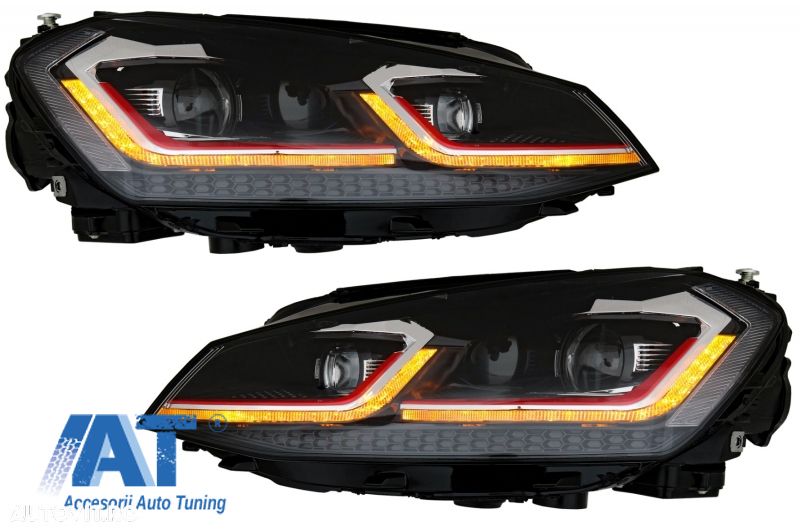 Faruri LED Bi-xenon Look compatibil cu VW Golf 7 VII (2012-2017) Facelift G7.5 GTI Design cu Semnal Dinamic - 2