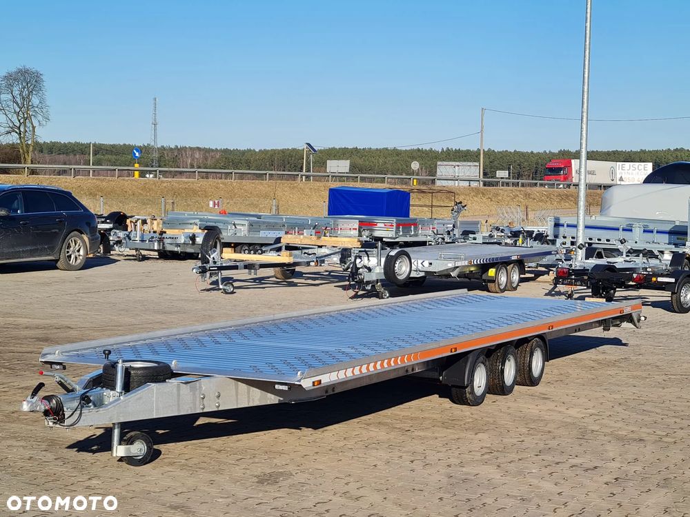 MAZZO DOSTAWA! Laweta ALUMINIOWA 850x210cm! Masa własna tylko 840kg! DMC 3500, przyczepa NA DWA AUTA, koło zapasowe, najazdy - 9