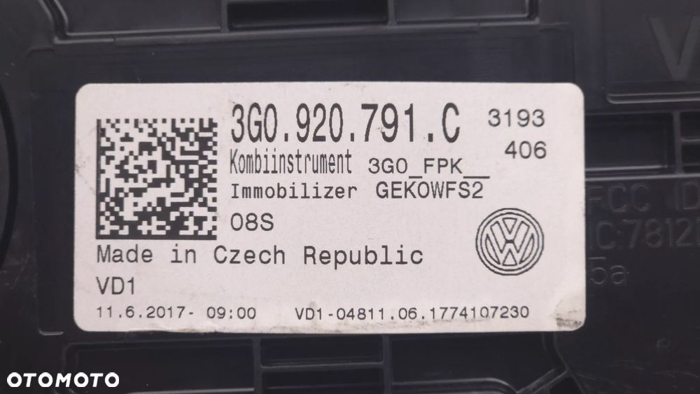 Licznik zegar ekran Volkswagen Passat B8 2014-2019  3G0920791C  3G0920791 C - 5