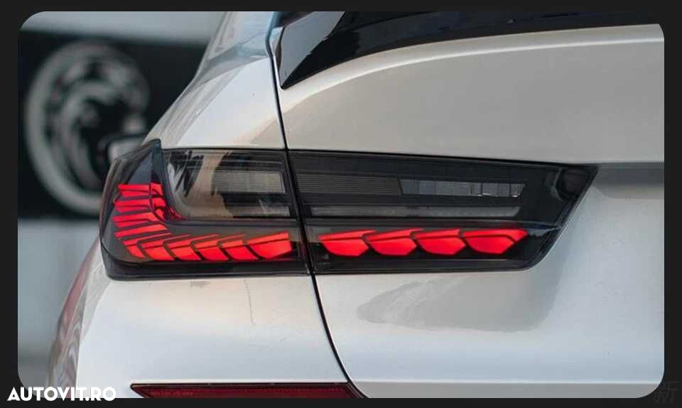 Set Stopuri LED BMW Seria 3 G20 2018+, Model GTS OLED, Fumuriu Smoked - 5