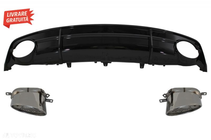 Bara Fata cu Difuzor Spate Negru si Ornamente Evacuare Audi A7 4G Facelift (2015-2- livrare gratuita - 8