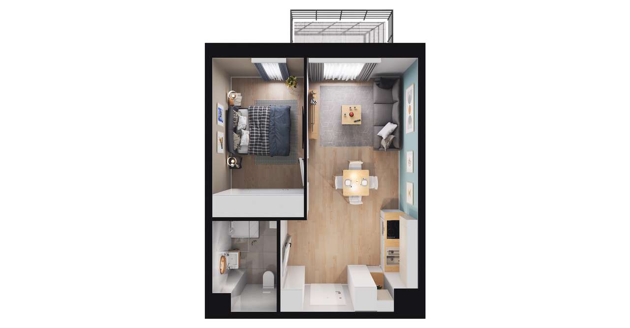 2-pokojowe mieszkanie 35m2 + balkon Bezpośrednio - Pełny obrazek: 2/15