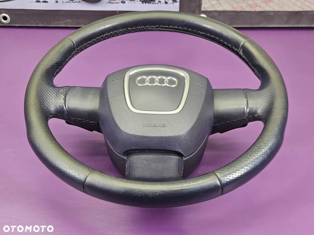Kierownica Trzy 3 Ramienna Czarna Pikowana Skóra Łopatki Automat Air Bag Poduszka AUDI A6 C6 A4 B7 A3 8P - 3