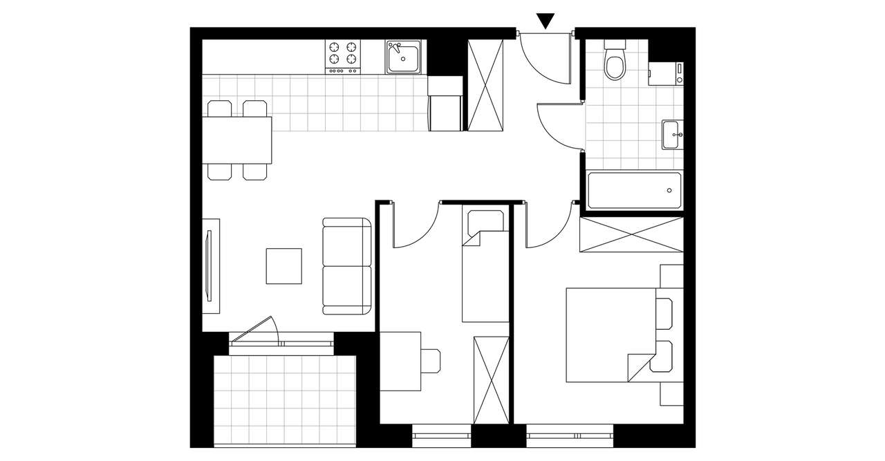3-pokojowe mieszkanie 48m2 + loggia Bezpośrednio - Pełny obrazek: 3/23