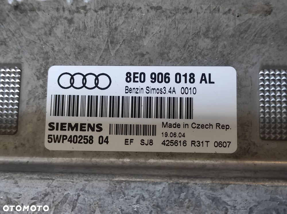 KOMPUTER STEROWNIK SILNIKA AUDI A4 B6 1.6 ALZ 8E0906018AL BENZIN SIMOS 3.4A 5WP40258 04 WYSYŁKA !!! - 2