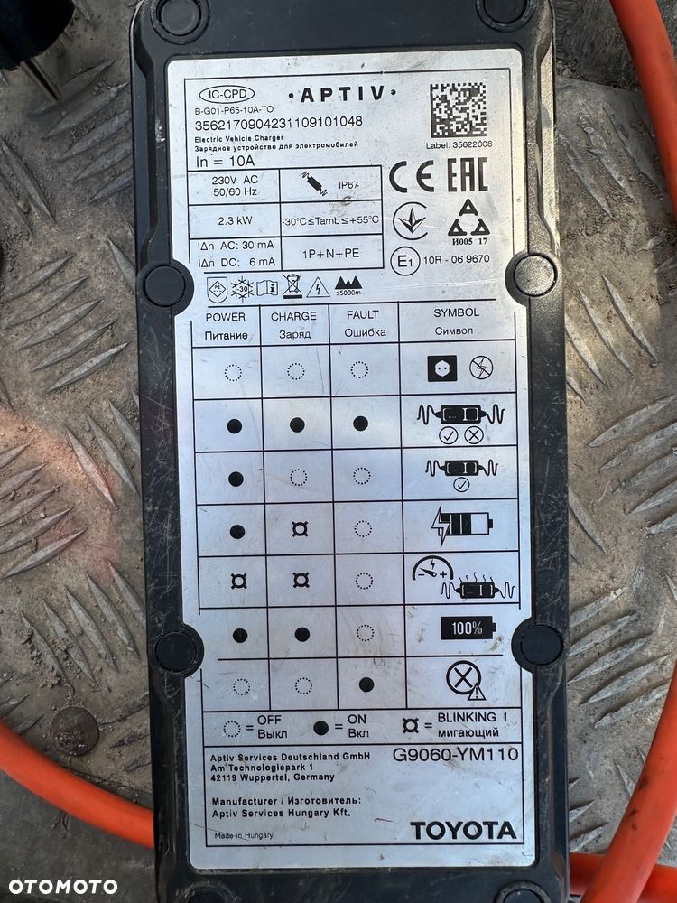 KABEL PRZEWÓD ŁADOWANIA TYPE2 10A 2.3Kw 230v. TOYOTA. - 3