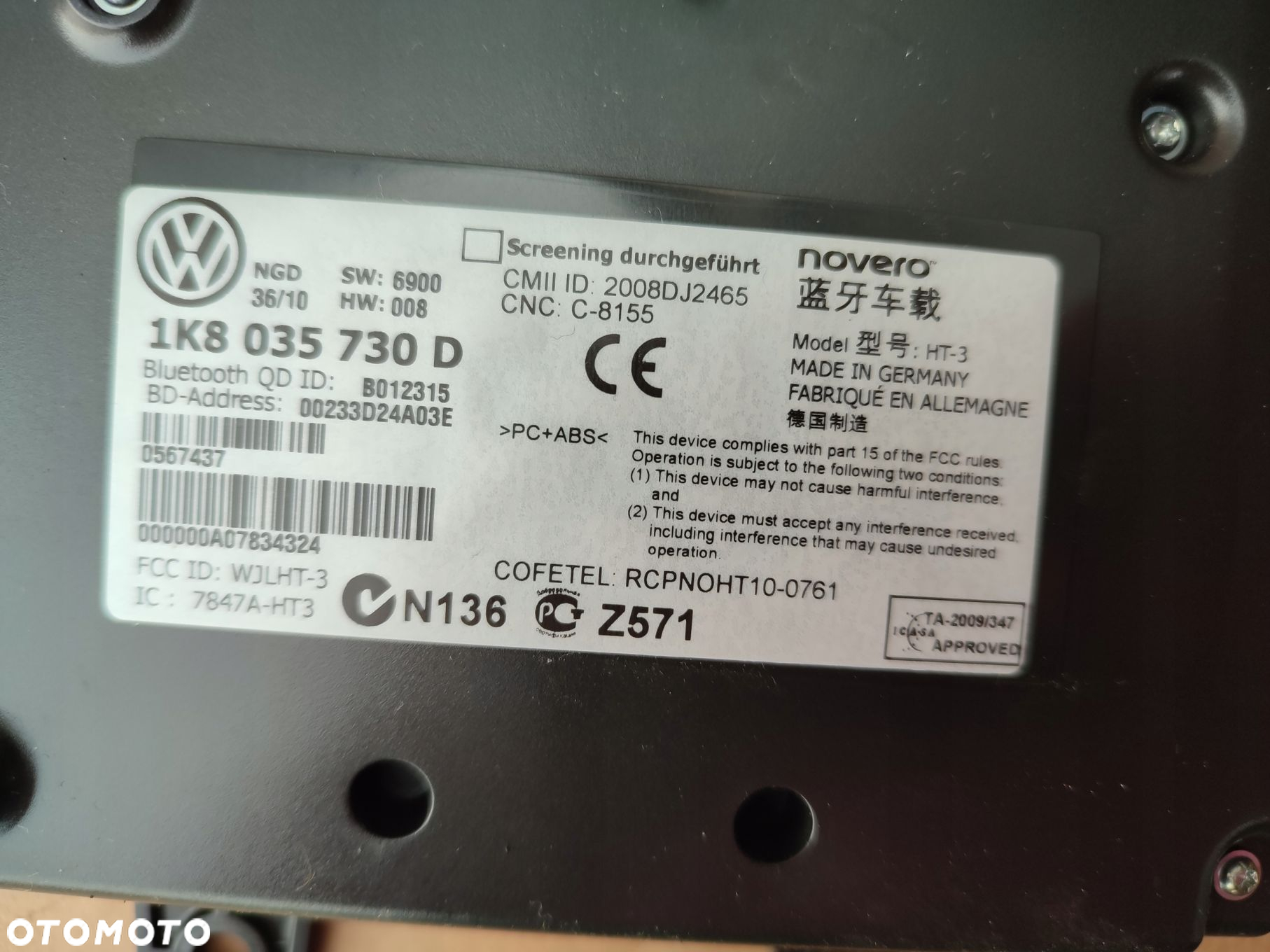 Moduł sterownik BLUETOOTH VW PASSAT B6 LIFT 1K8035730D EUROPA - 4