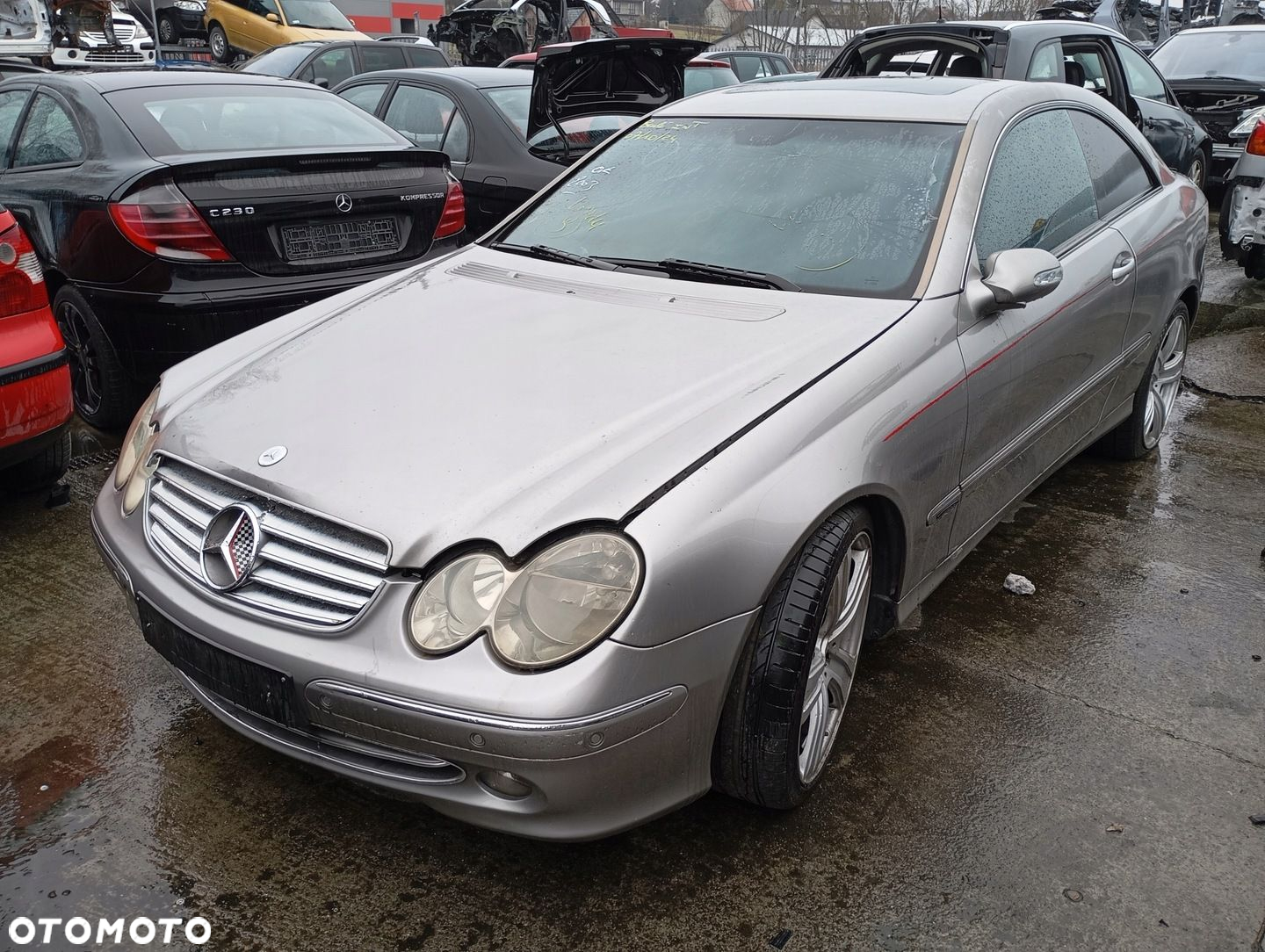 MERCEDES CLK C209 W209 A209 PRZÓD ZDERZAK BŁOTNIK MASKA LAMPA SREBRNY 723 - 2