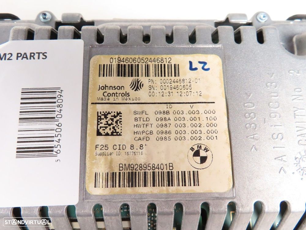 Monitor/ Display Central 8,8" GPS Profissional Seminovo/ Original BMW X3 (F25) 6... - 5