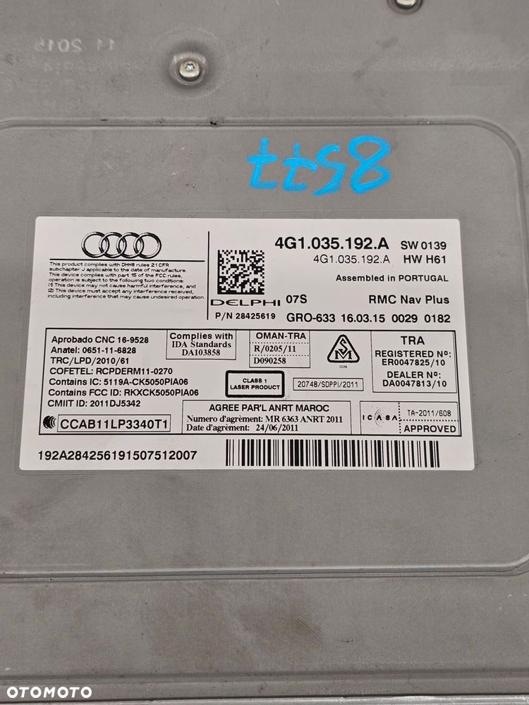 sterownik jednostka audio mmi sd audi a6 c7 lift 4g1035192a - 5