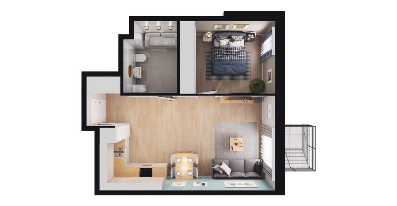 2-pokojowe mieszkanie 42m2 + balkon Bez Prowizji