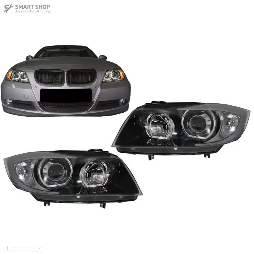 Faruri Angel Eyes BMW Seria 3 E90 Sedan E91 Touring (03.2005-2011) Neg - 1