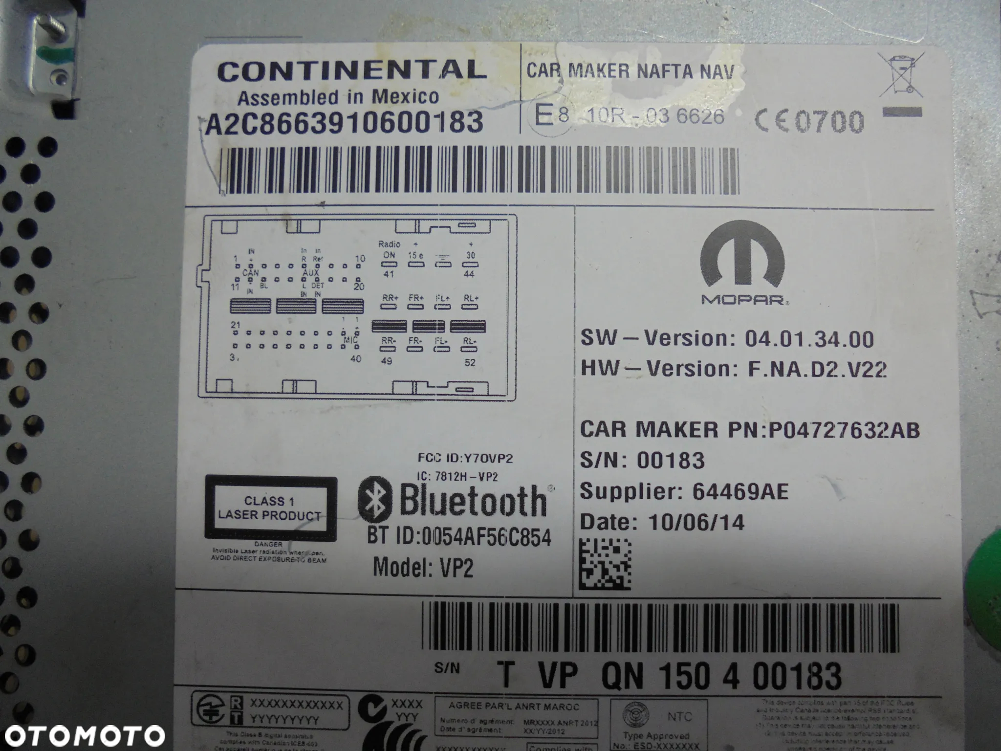 P04727632AB RADIO FIAT DOBLO DODGE PROMASTER 2015- MULTIFUNKCYJNE ameryka - 2