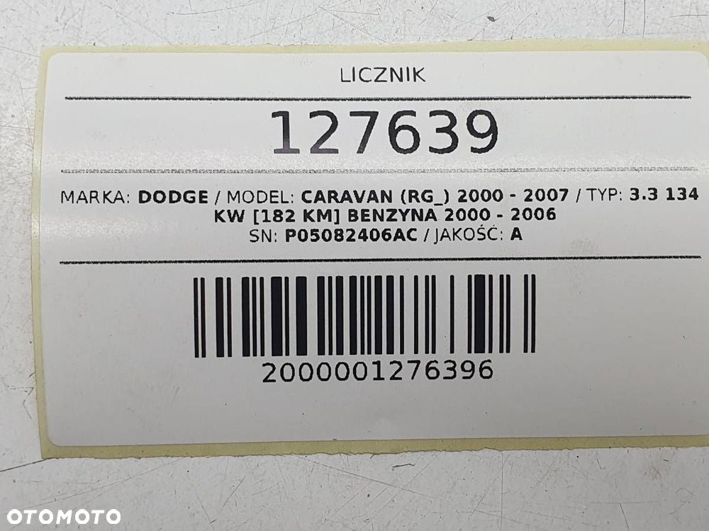 LICZNIK ZEGARY DODGE CARAVAN 3.3 B - 7