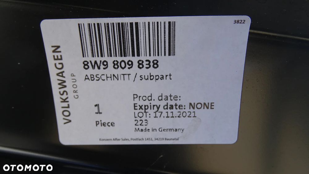 AUDI A4 B9 KOMBI 8W9 15/19r - błotnik tylny prawy NOWY ORYGINAŁ - 6