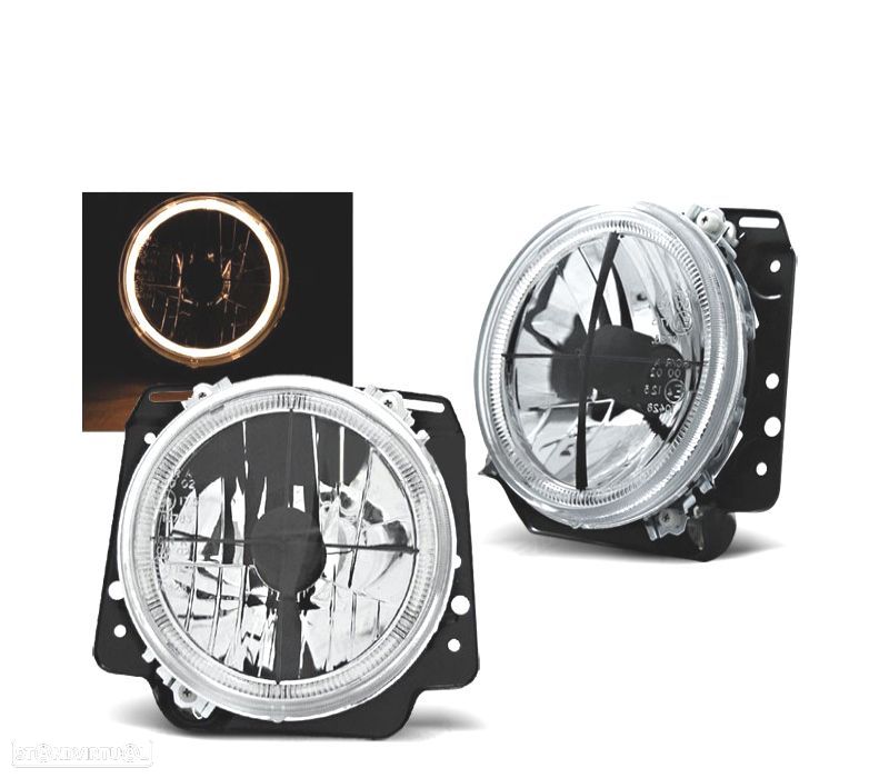 FARÓIS ANGEL EYES H4 VOLKSWAGEN VW GOLF 2 MKII COM CRUZ PRETO - 4