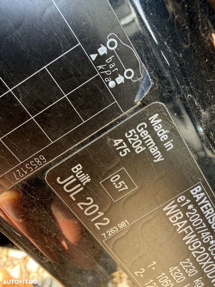 Piese caroserie BMW F10: Portiere, Portbagaj, Geamuri (Culoare 475 Black Sapphire) vopsea originală - 8