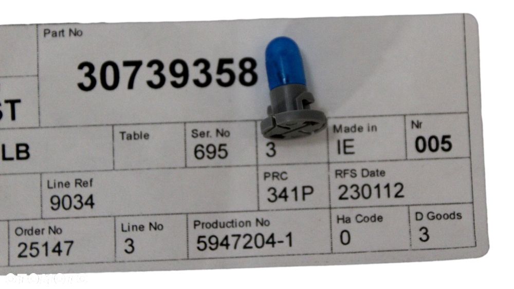 VOLVO V70 XC70 żarówka podsw panelu sterowania OE 30739358 - 1