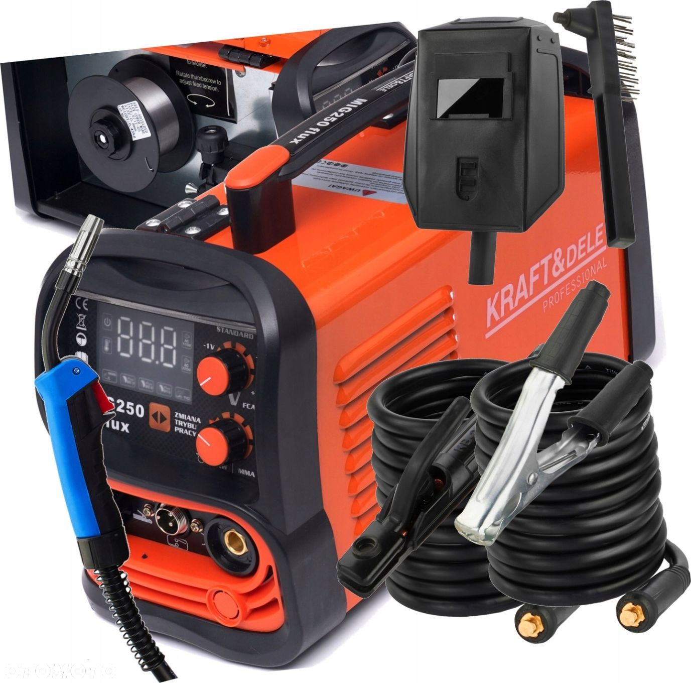 Spawarka INWERTEROWA INWERTOROWA FLUX MIG MMA LIFT TIG 250A BEZGAZOWA 4w1 - 1