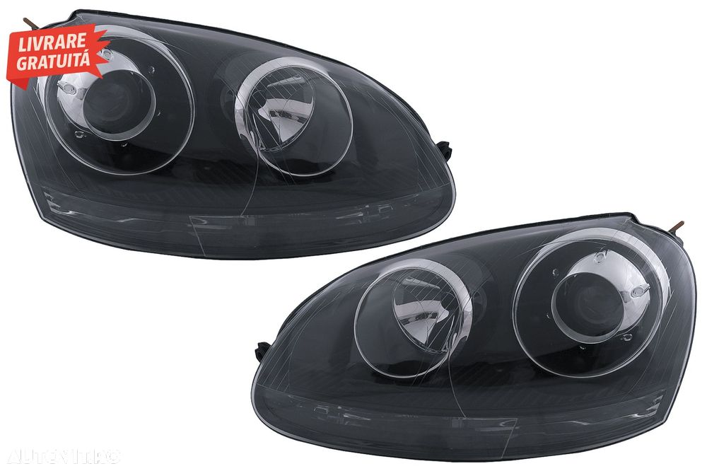 Faruri VW Golf 5 V Mk5 (2003-2007) Jetta (2005-2010) RHD GTI R32 Design Black- livrare gratuita - 1