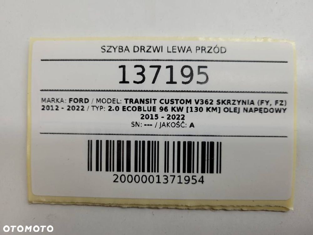 SZYBA DRZWI LEWA PRZÓD FORD TRANSIT CUSTOM I 2017 - 7