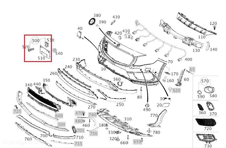 MERCEDES GLA X156 Podkladka tablicy rejestracyjnej OE - 2