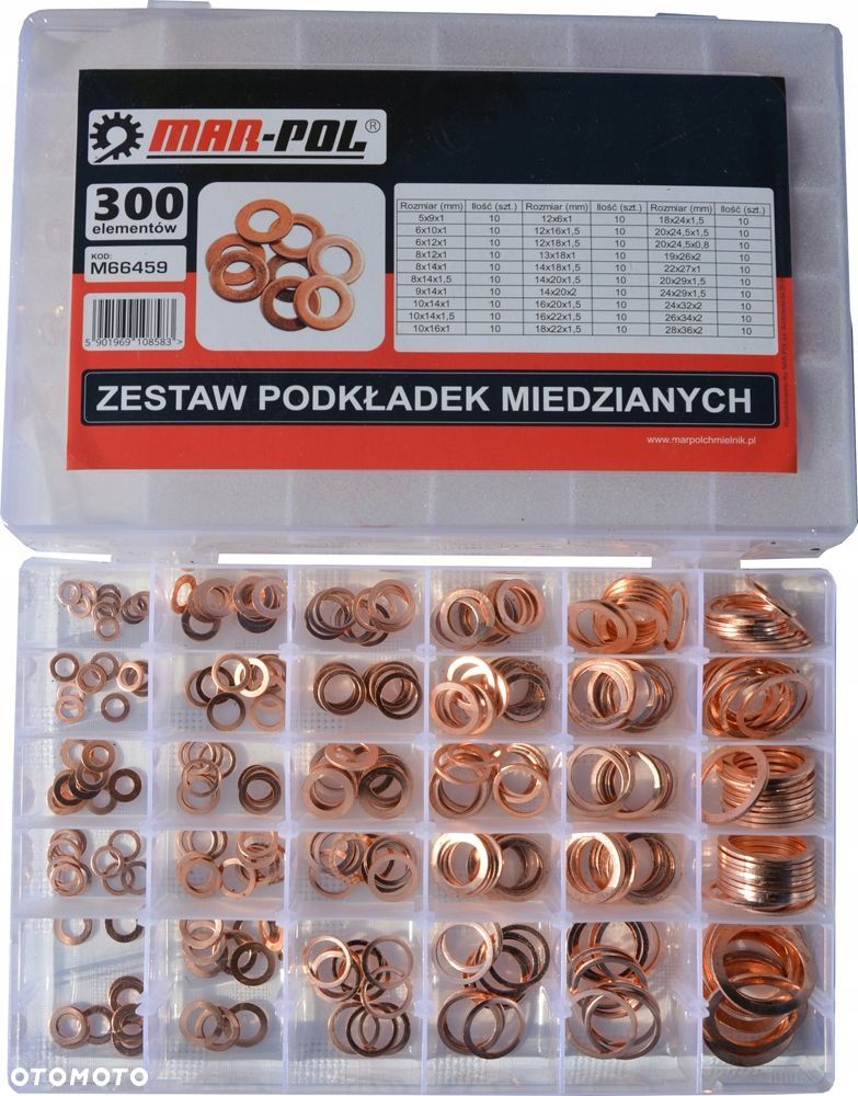 PODKŁADKI MIEDZIANE USZCZELKI ZESTAW PODKŁADEK MIEDŹ MIEDZIANYCH 300 szt - 1
