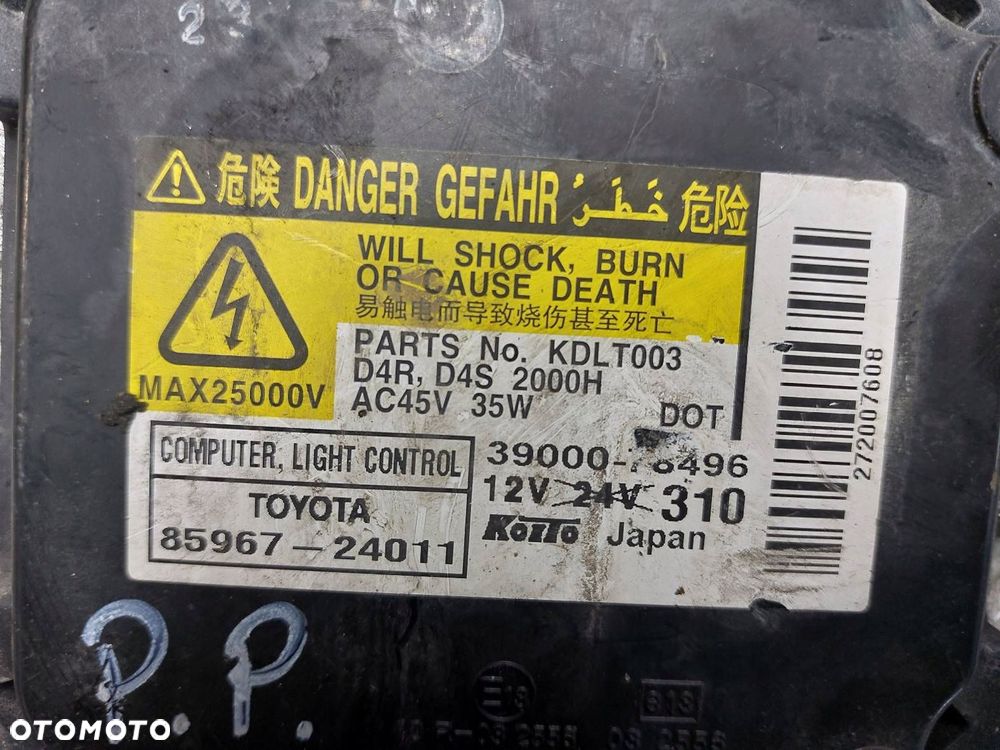 PRZETWORNICA XENON LEWY + PRAWY PRZÓD TOYOTA AVENSIS T25 39000-78496 - 2