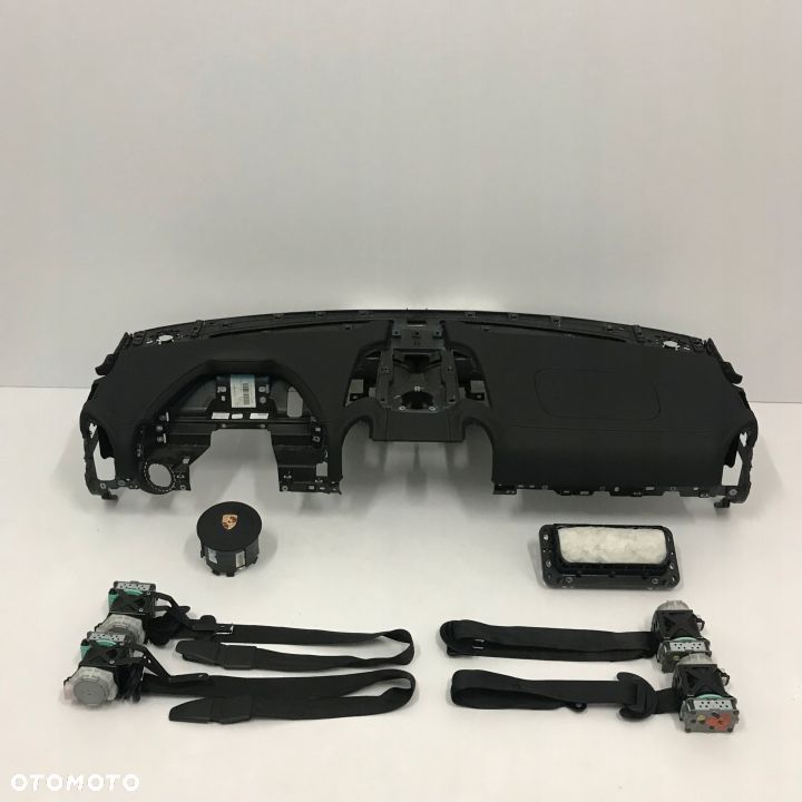 PORSCHE CAYENNE II 2 DESKA ROZDZIELCZA SKÓRA KONSOLA KOKPIT PULPIT PODUSZKI AIRBAG AIR BAG PASY KIT SET - 1
