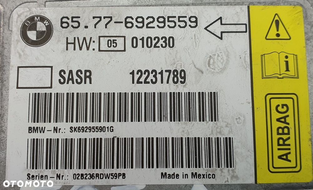 SENSOR AIR BAG AIRBAG BMW 7 E65 6929559 - 3