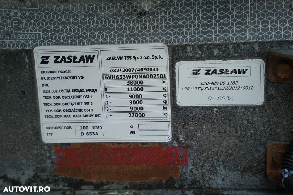 Zaslaw BASCUNĂ ALUMINIU / 43 m³ / AXĂ RIDICABILĂ / AXE SAF - 21