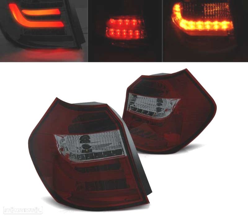 FAROLINS TRASEIROS LED BMW E87 08-11 VERMELHO ESCURECIDO - 1