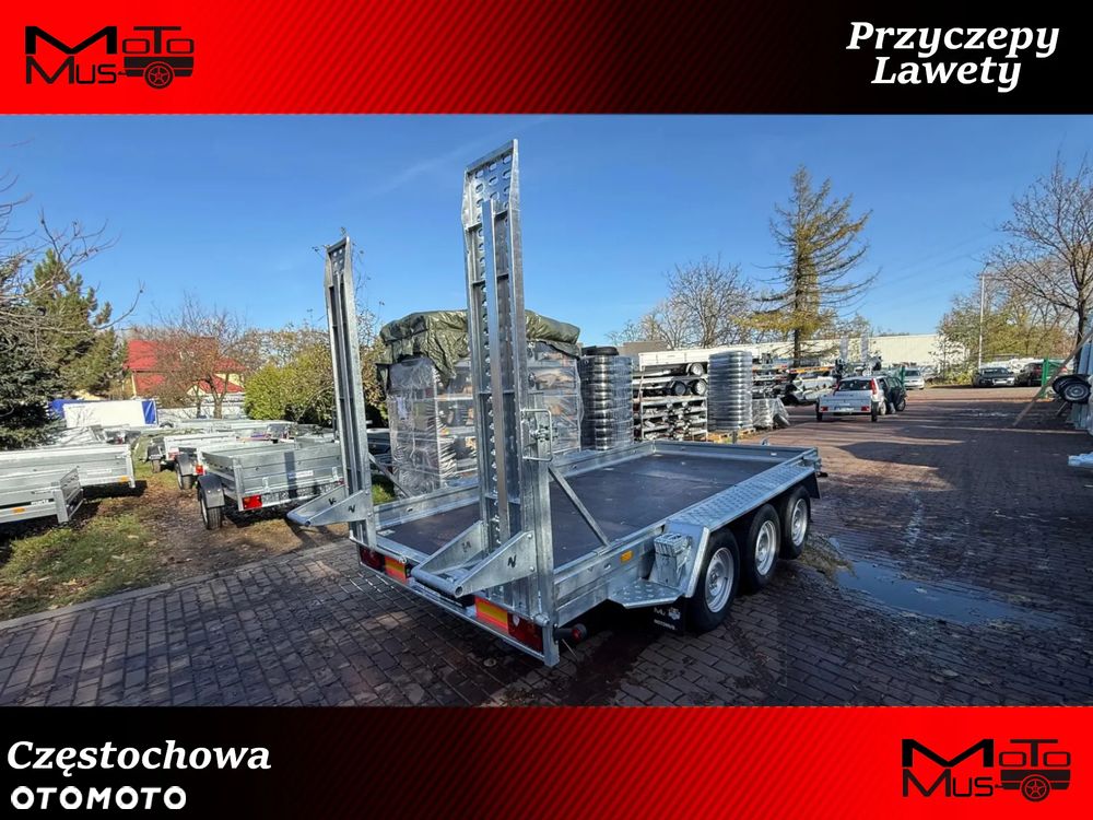 Niewiadów Przyczepa do przewozu sprzętu budowlanego Niewiadów K4035 400x190cm  3500kg 3 osie pod koparke koparka walec MOTOMUS