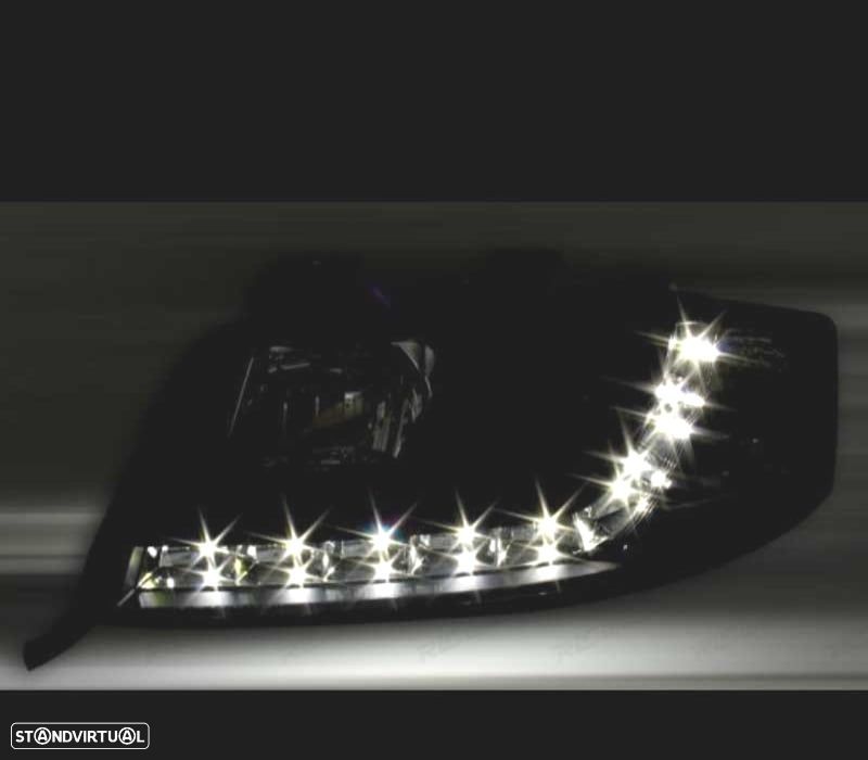 FARÓIS AUDI A6 4B 01-04 LUZ DIURNA LED FUNDO NEGRO - 2