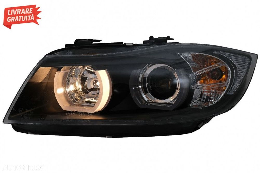Faruri Xenon U-Led 3D Dual Halo Rims BMW Seria 3 E90 Limuzina E91 Tour - 8