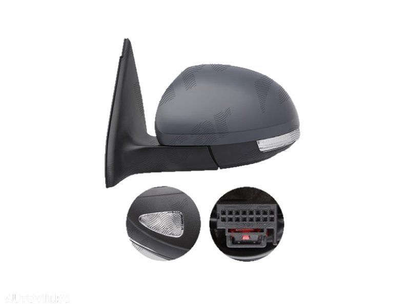 Oglinda exterioara VW Tiguan (5n/5n2), 09.2007-05.2016, stanga/dreapta, reglare electrica; grunduit; incalzita; geam asferic; pliere electrica; 9 pini; cu semnalizare; cu lampa perimetru - 1